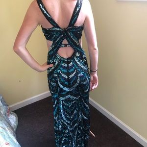 Blue/multi colored prom/pageant dress. Size 4